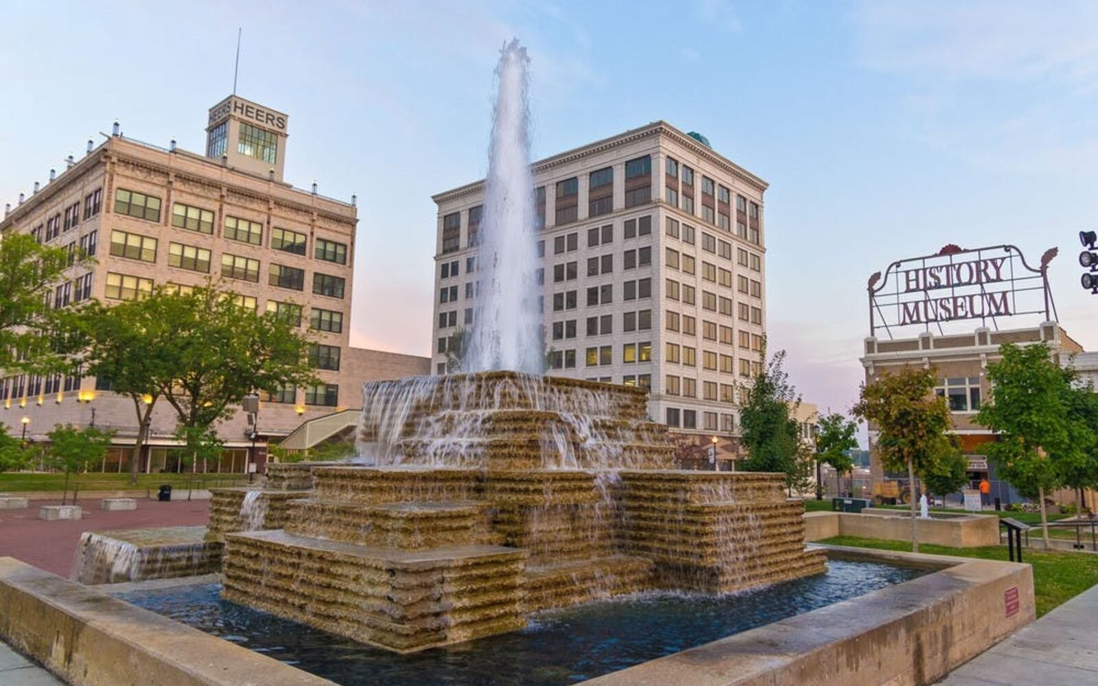 The fountain on Park Central Square in downtown Springfield